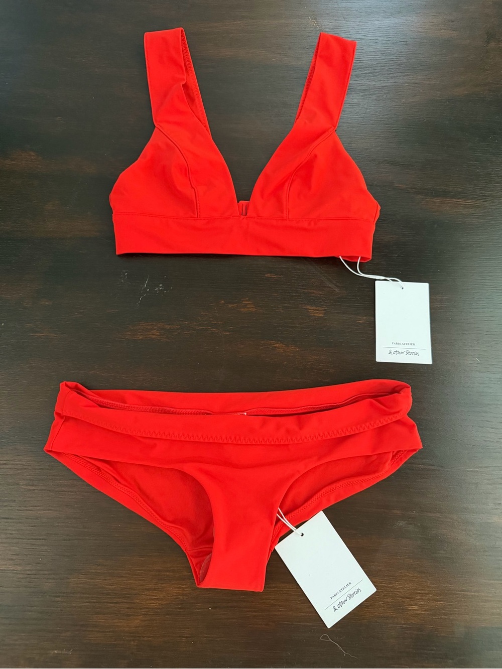 & Other Stories Red Bikini Set - Triangle Top Low-Rise Bottom Size S NWT